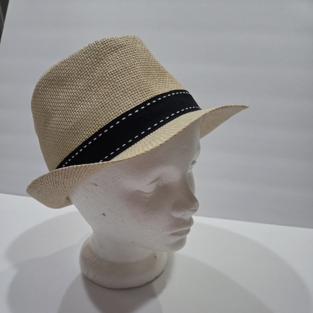 NWT Loft Tan Straw Fedora with Black Band Mens Hat